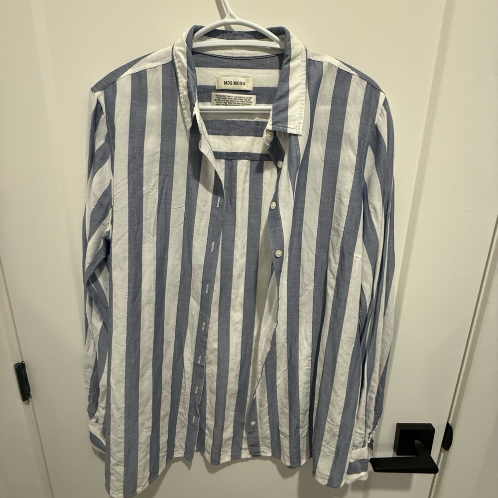 Striped Blue and White Women's Blouse